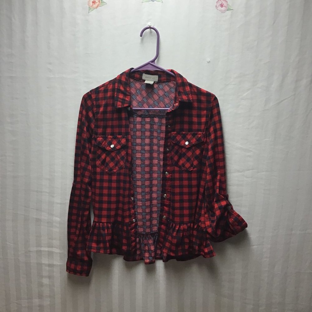 Passport juniors flannel shirt with a ruffle